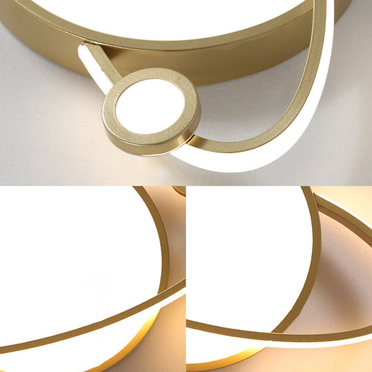 12’/16’ Nordic Style Led Gold Flush Mount Ceiling Light With Acrylic Diffuser Warm/White