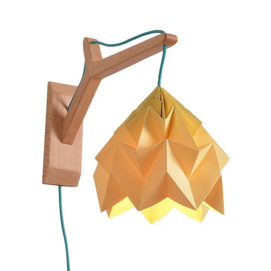 Macaron Wall Mounted Lamp With Domed Shade - Wood Backplate 1 Head White/Pink/Yellow/Blue/Green