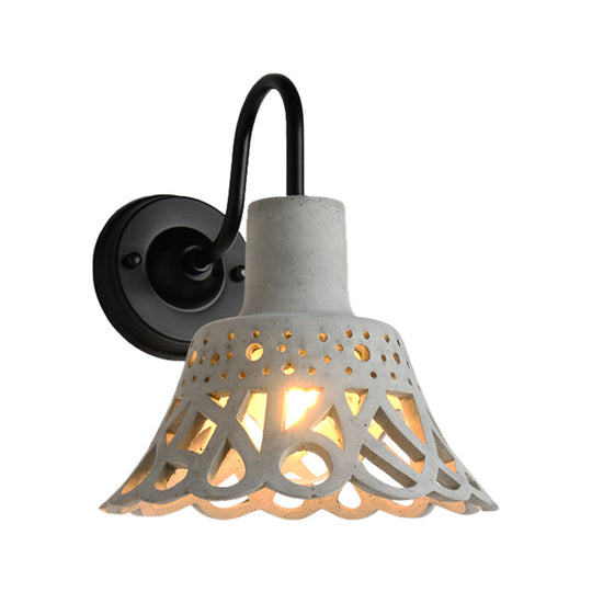 Modernist Cement Gooseneck Wall Mounted Light Fixture - 1 Grey (8.5/9.5/10 Width)