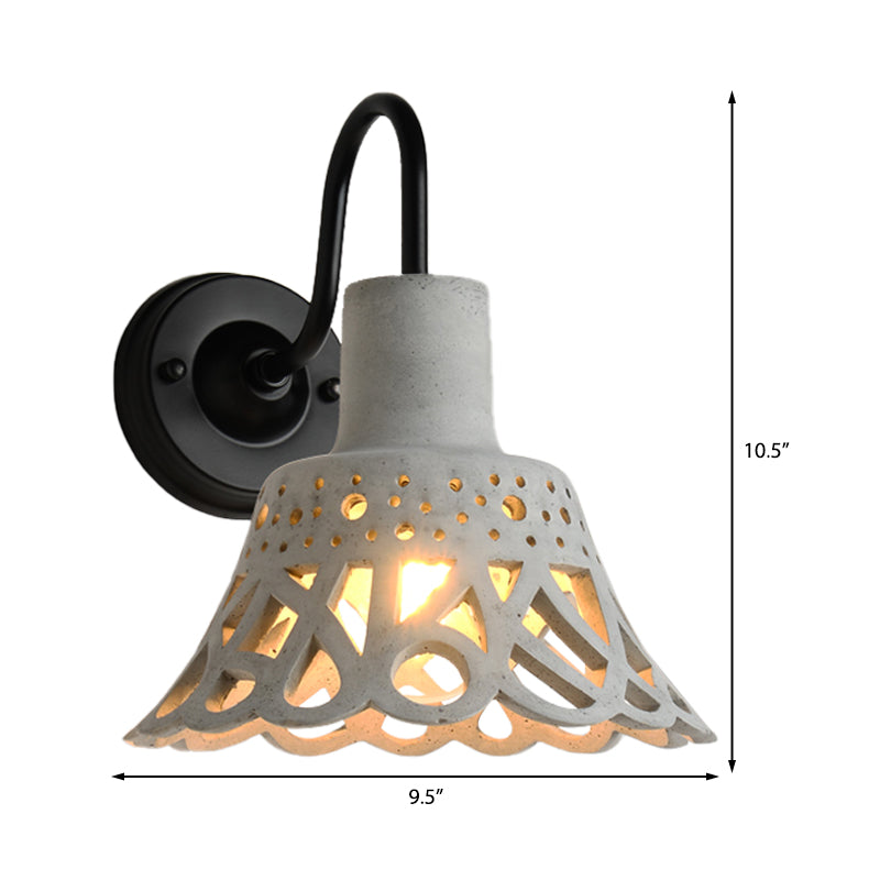 Modernist Cement Gooseneck Wall Mounted Light Fixture - 1 Grey (8.5/9.5/10 Width)