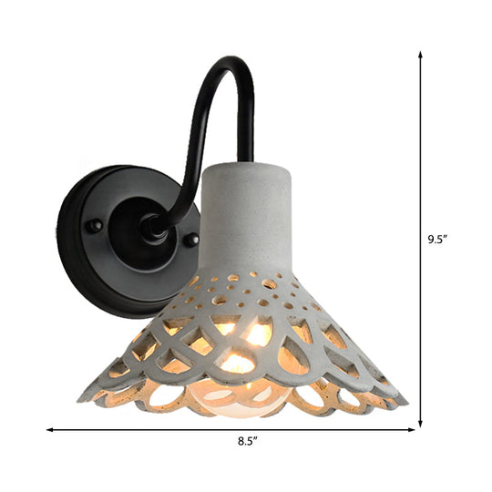 Modernist Cement Gooseneck Wall Mounted Light Fixture - 1 Grey (8.5/9.5/10 Width)