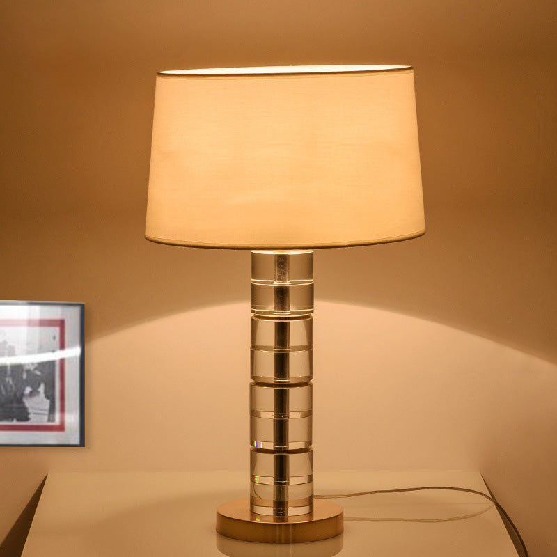 Modern Gold Drum Task Light With 1 Bulb: A Stylish Reading Lamp For Living Room