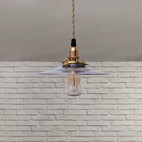 Industrial Farmhouse Pendant Light With Brass Finish And Hanging Cord