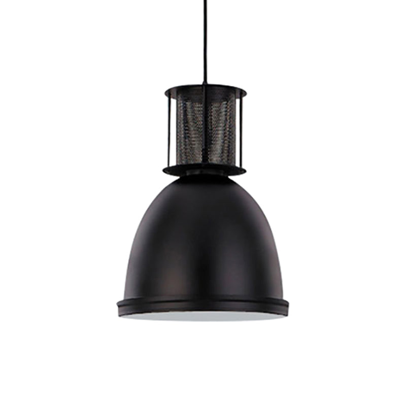 Retro Metallic Black Dome Pendant Light With Mesh Design 7.5’/11’ Width