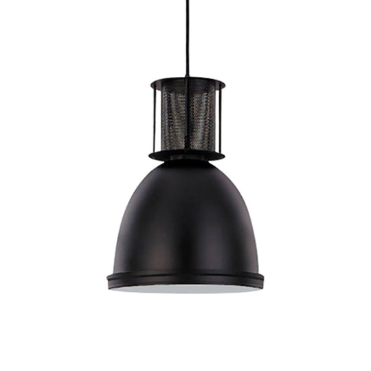 Retro Metallic Black Dome Pendant Light With Mesh Design 7.5’/11’ Width