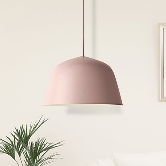 Nordic Style Dome Hanging Shade Ceiling 1 Light Metal Pendant Lamp In Black/Green For Bedroom