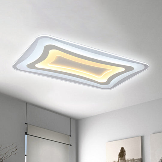 23.5’ - 47’ Wide Rectangular Acrylic Flushmount Led White Ceiling Light In Warm/White