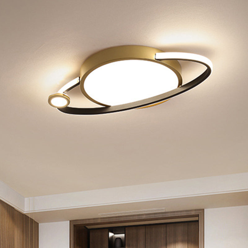12’/16’ Nordic Style Led Gold Flush Mount Ceiling Light With Acrylic Diffuser Warm/White