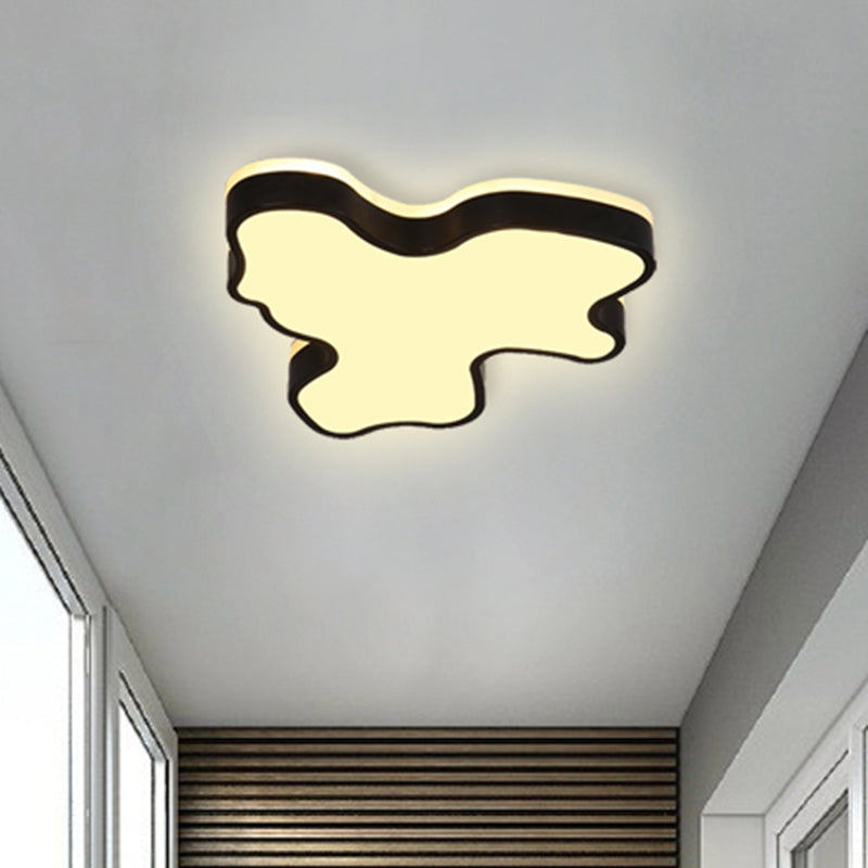 Abstract Flush Light - 16/19.5/23.5 Width Black/White Shade Led Contemporary Mount In Warm/White
