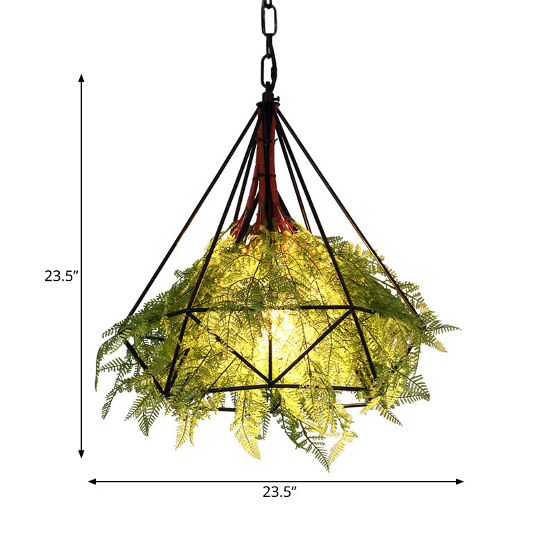 Black Metal Diamond Drop Lamp - Industrial Led Pendant Lighting For Restaurant 15/18/23.5 Wide