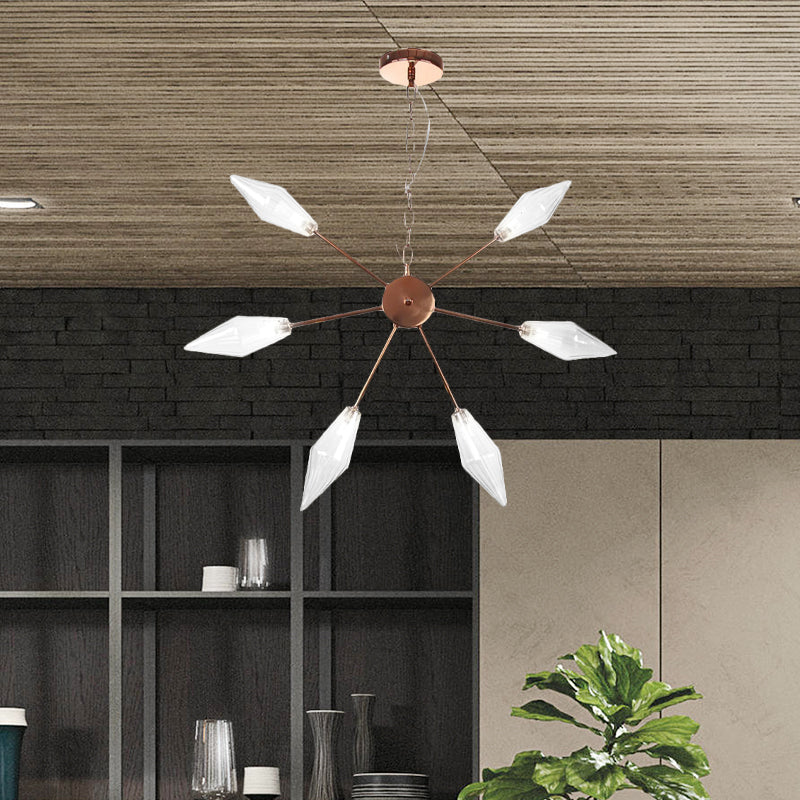 Moderner industrieller Sputnik-Kronleuchter mit Bernstein-/Klarglas – 6/9/12 Lichter – Schwarz-/Kupfer-/Chrom-Oberflächen