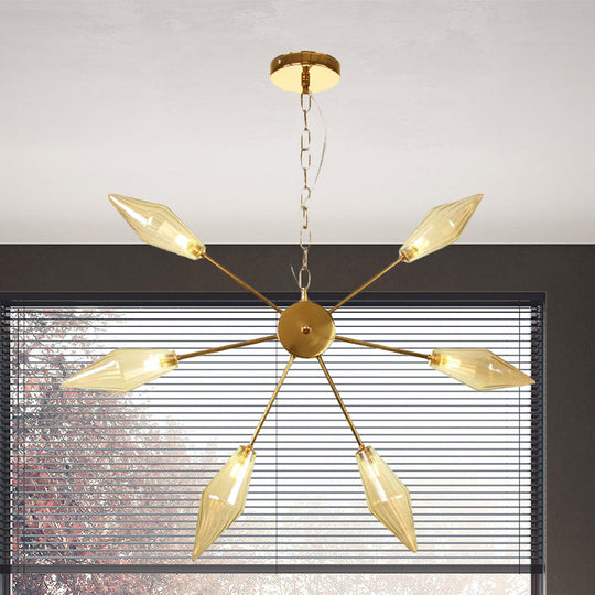 Moderner industrieller Sputnik-Kronleuchter mit Bernstein-/Klarglas – 6/9/12 Lichter – Schwarz-/Kupfer-/Chrom-Oberflächen