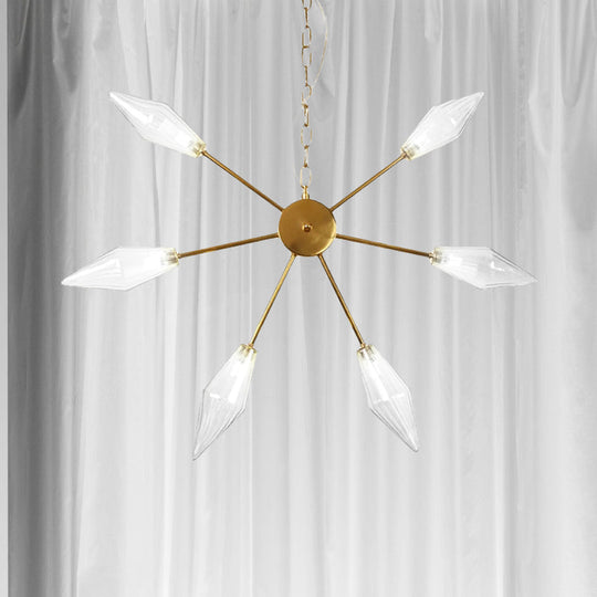 Moderner industrieller Sputnik-Kronleuchter mit Bernstein-/Klarglas – 6/9/12 Lichter – Schwarz-/Kupfer-/Chrom-Oberflächen