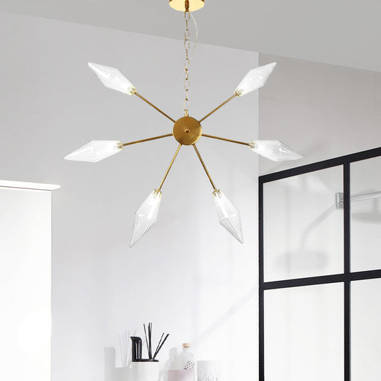 Moderner industrieller Sputnik-Kronleuchter mit Bernstein-/Klarglas – 6/9/12 Lichter – Schwarz-/Kupfer-/Chrom-Oberflächen