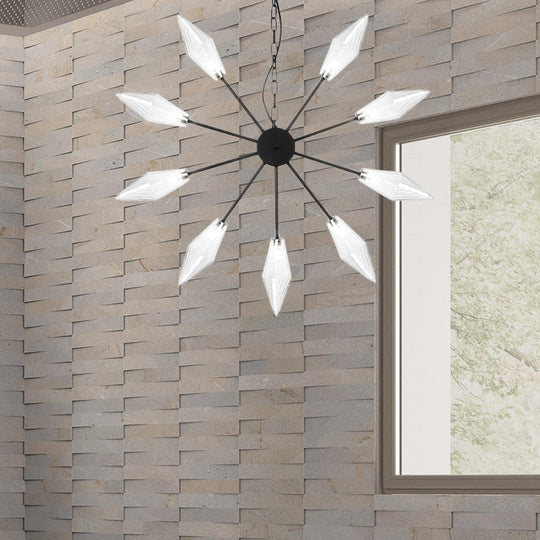 Moderner industrieller Sputnik-Kronleuchter mit Bernstein-/Klarglas – 6/9/12 Lichter – Schwarz-/Kupfer-/Chrom-Oberflächen