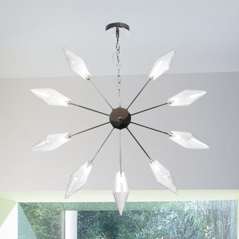 Moderner industrieller Sputnik-Kronleuchter mit Bernstein-/Klarglas – 6/9/12 Lichter – Schwarz-/Kupfer-/Chrom-Oberflächen