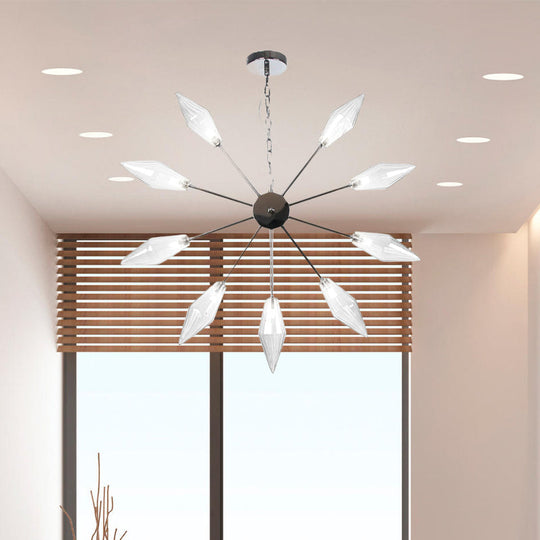 Moderner industrieller Sputnik-Kronleuchter mit Bernstein-/Klarglas – 6/9/12 Lichter – Schwarz-/Kupfer-/Chrom-Oberflächen