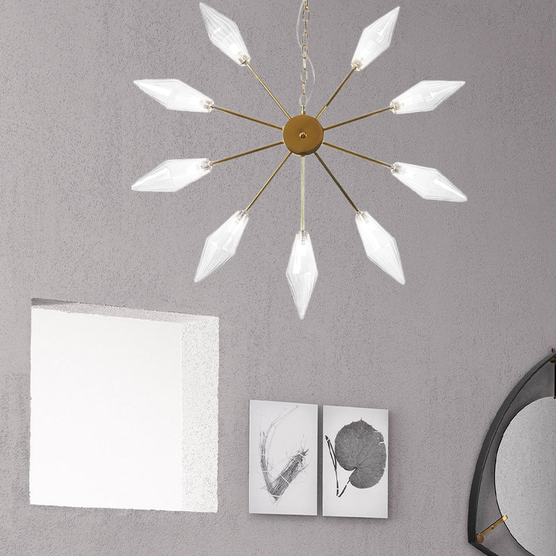 Moderner industrieller Sputnik-Kronleuchter mit Bernstein-/Klarglas – 6/9/12 Lichter – Schwarz-/Kupfer-/Chrom-Oberflächen