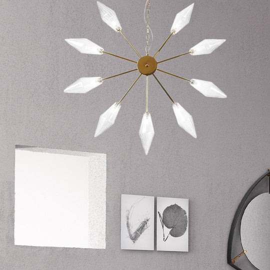 Moderner industrieller Sputnik-Kronleuchter mit Bernstein-/Klarglas – 6/9/12 Lichter – Schwarz-/Kupfer-/Chrom-Oberflächen