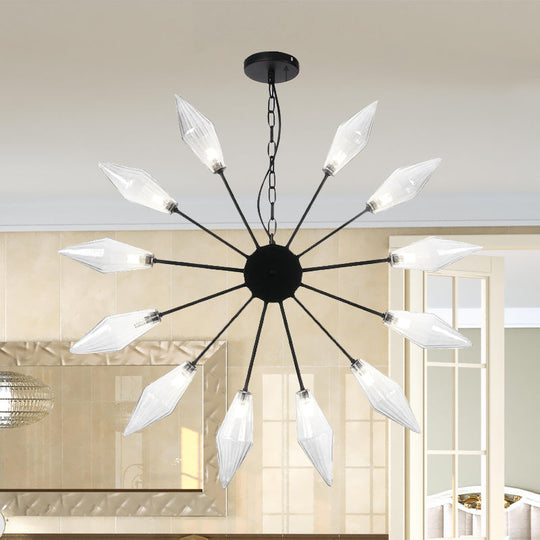 Moderner industrieller Sputnik-Kronleuchter mit Bernstein-/Klarglas – 6/9/12 Lichter – Schwarz-/Kupfer-/Chrom-Oberflächen