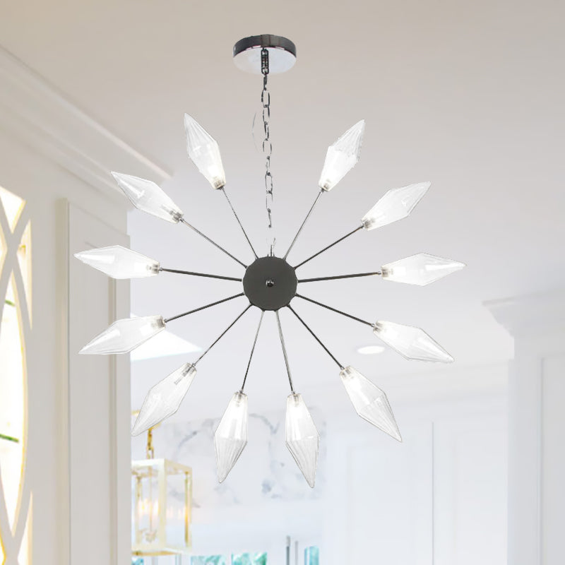 Moderner industrieller Sputnik-Kronleuchter mit Bernstein-/Klarglas – 6/9/12 Lichter – Schwarz-/Kupfer-/Chrom-Oberflächen