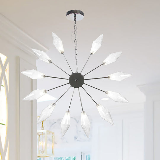 Moderner industrieller Sputnik-Kronleuchter mit Bernstein-/Klarglas – 6/9/12 Lichter – Schwarz-/Kupfer-/Chrom-Oberflächen