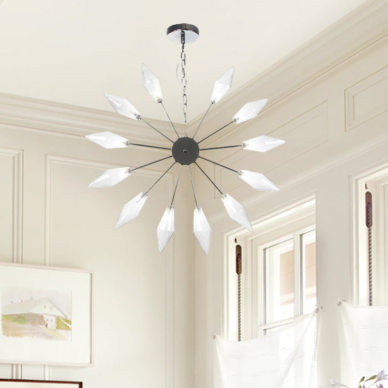 Moderner industrieller Sputnik-Kronleuchter mit Bernstein-/Klarglas – 6/9/12 Lichter – Schwarz-/Kupfer-/Chrom-Oberflächen