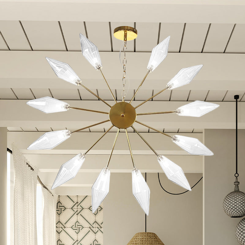 Moderner industrieller Sputnik-Kronleuchter mit Bernstein-/Klarglas – 6/9/12 Lichter – Schwarz-/Kupfer-/Chrom-Oberflächen