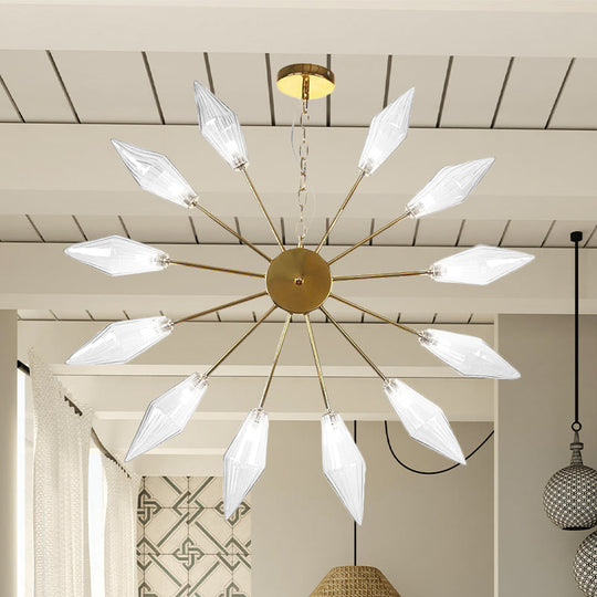 Moderner industrieller Sputnik-Kronleuchter mit Bernstein-/Klarglas – 6/9/12 Lichter – Schwarz-/Kupfer-/Chrom-Oberflächen