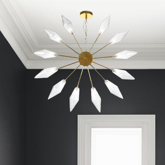 Moderner industrieller Sputnik-Kronleuchter mit Bernstein-/Klarglas – 6/9/12 Lichter – Schwarz-/Kupfer-/Chrom-Oberflächen