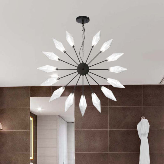 Moderner industrieller Sputnik-Kronleuchter mit Bernstein-/Klarglas – 6/9/12 Lichter – Schwarz-/Kupfer-/Chrom-Oberflächen