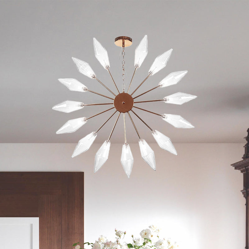 Moderner industrieller Sputnik-Kronleuchter mit Bernstein-/Klarglas – 6/9/12 Lichter – Schwarz-/Kupfer-/Chrom-Oberflächen