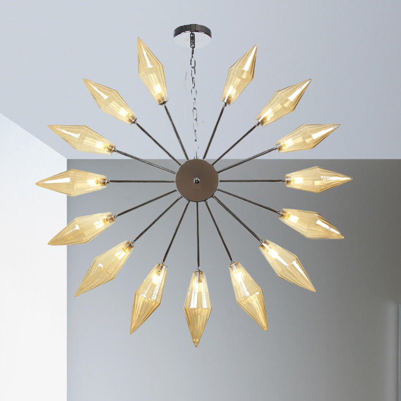 Moderner industrieller Sputnik-Kronleuchter mit Bernstein-/Klarglas – 6/9/12 Lichter – Schwarz-/Kupfer-/Chrom-Oberflächen