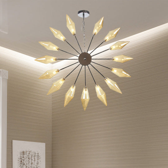 Moderner industrieller Sputnik-Kronleuchter mit Bernstein-/Klarglas – 6/9/12 Lichter – Schwarz-/Kupfer-/Chrom-Oberflächen