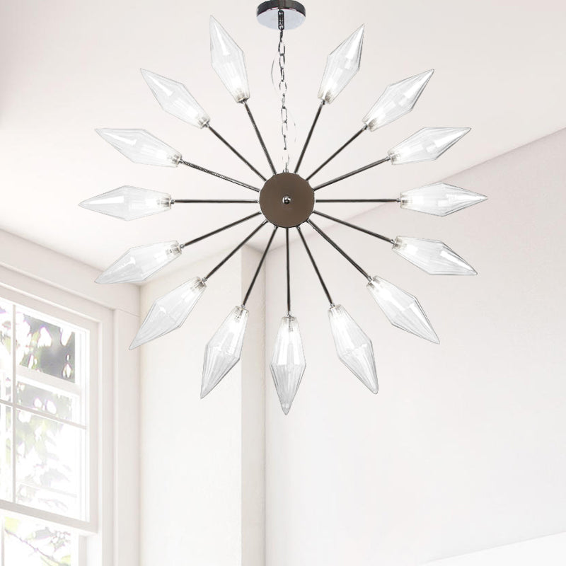 Moderner industrieller Sputnik-Kronleuchter mit Bernstein-/Klarglas – 6/9/12 Lichter – Schwarz-/Kupfer-/Chrom-Oberflächen