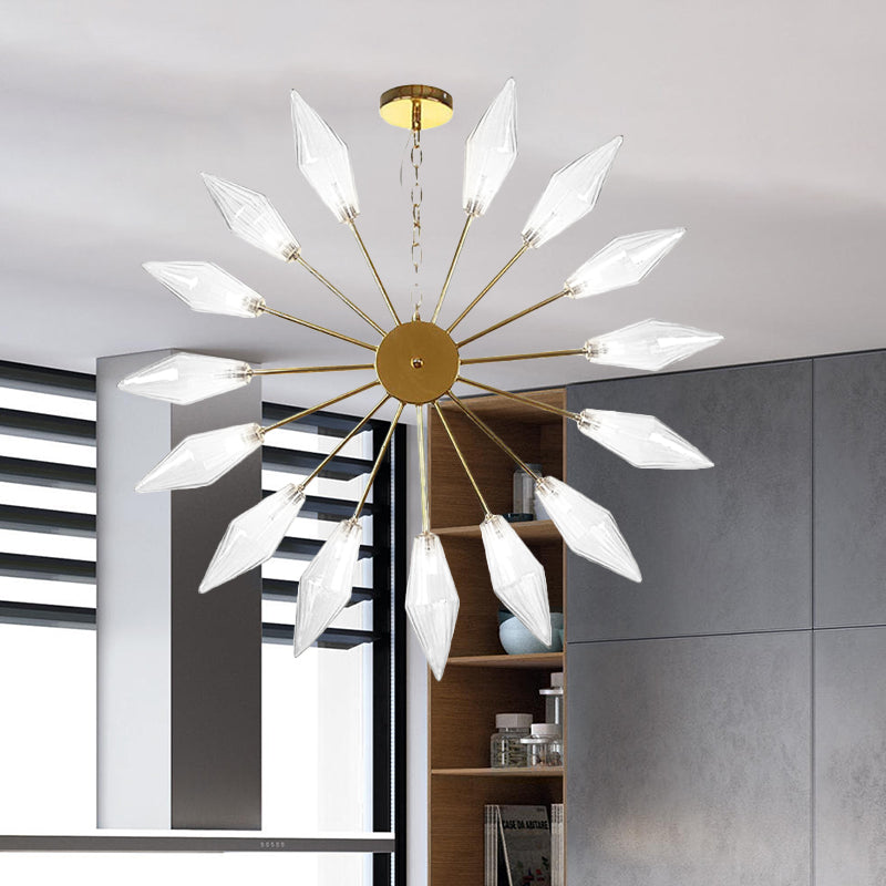 Moderner industrieller Sputnik-Kronleuchter mit Bernstein-/Klarglas – 6/9/12 Lichter – Schwarz-/Kupfer-/Chrom-Oberflächen