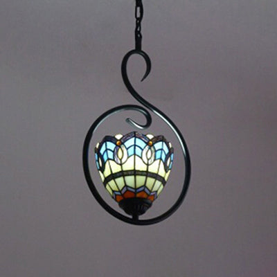 Tiffany Style Yellow And Blue/White Stainless Glass Pendant Light Fixture - Perfect For Balcony