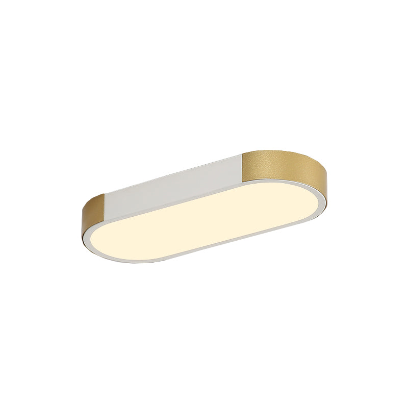 Modern Rectangular Corridor Led Ceiling Flush Mount - Metallic Flushmount Lighting In White/Gold Or