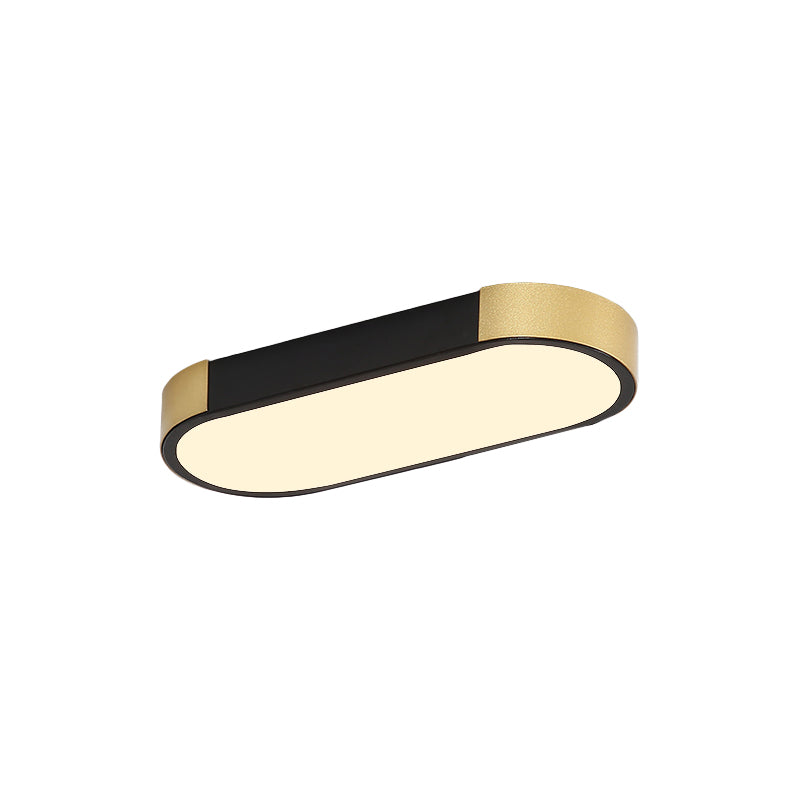 Modern Rectangular Corridor Led Ceiling Flush Mount - Metallic Flushmount Lighting In White/Gold Or