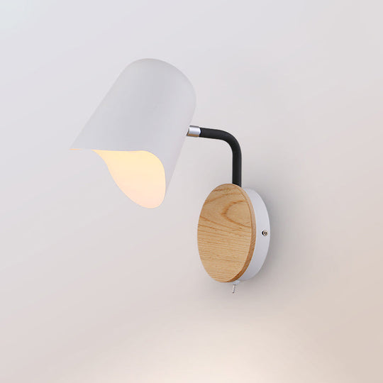 Nordic Metal Wall Sconce With Right Angle Arm And 1-Light White/Black Finish