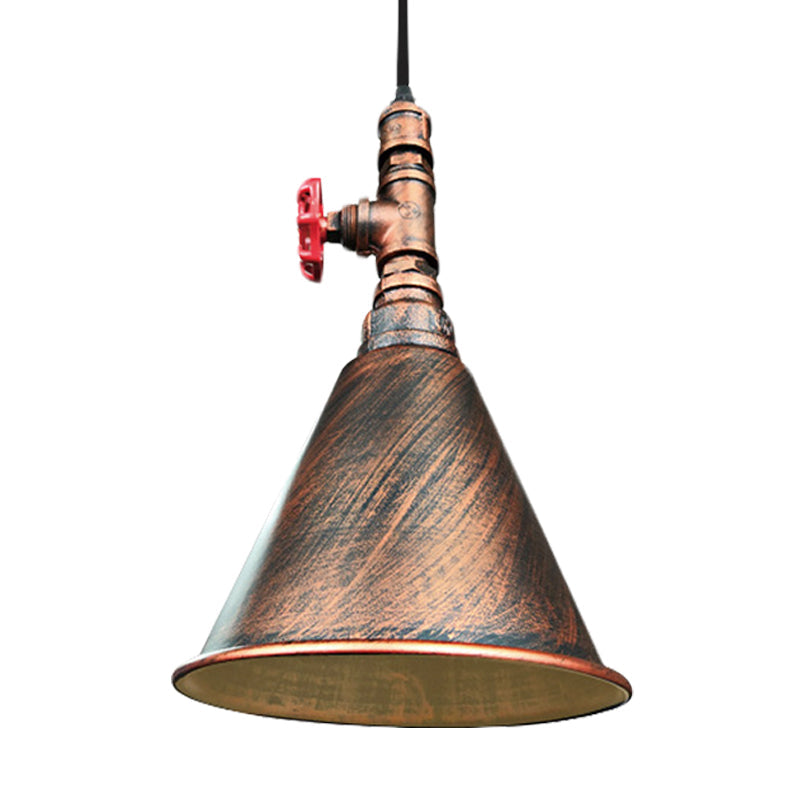 Conical Down Lighting Iron Pendant Lamp - Farmhouse Black/Silver/Gold Finish For Restaurants