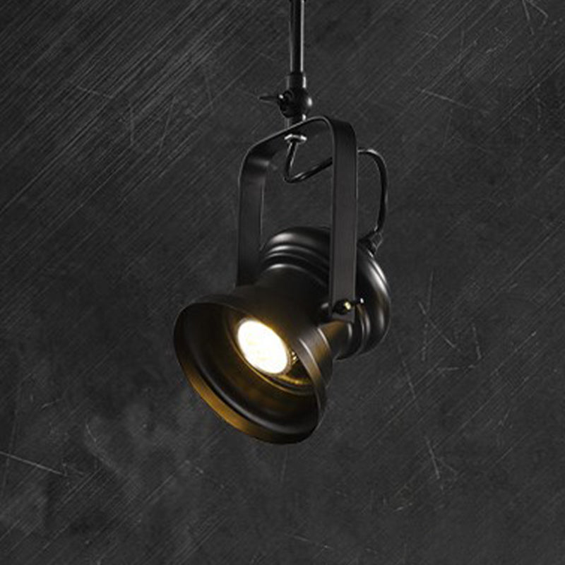 Industrial Style Semi Flush Mount Light Fixture 1-Light Metal Camera Spotlight Mount Lamp In Black