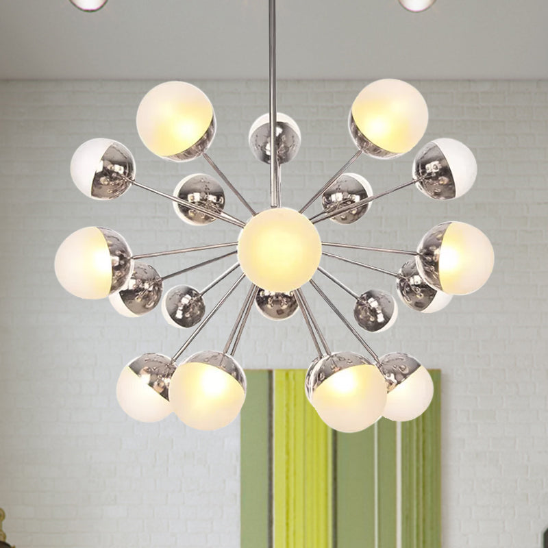 Globe Esszimmer-Halbdeckenleuchte mit weißem/klarem/rauchgrauem Glas – 9/12/15 Lichter – Modernes Design in Kupfer/Chrom/Gold