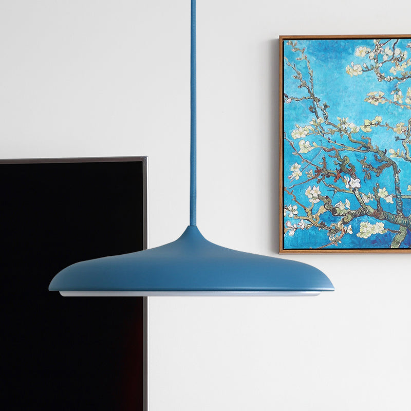 Modern Metal Pendant Light With White/Pink/Yellow Shade - 10/16 Diameter Warm/White Lighting Blue /