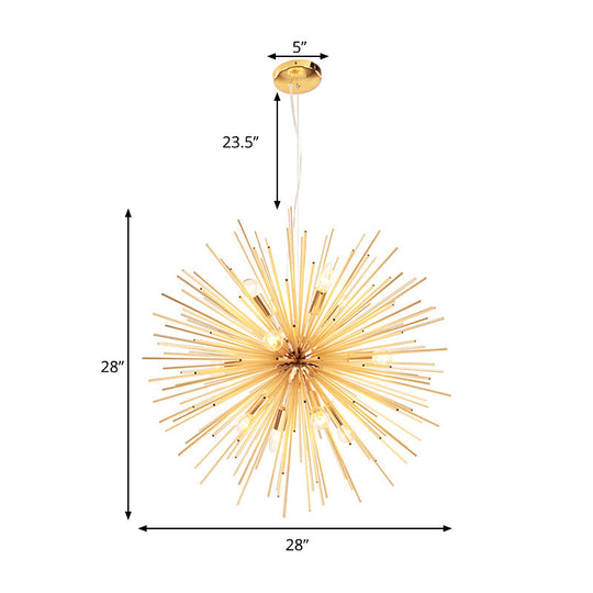Gold Metal Starburst Chandelier Pendant Light - 20.5/23/25 Dia Modern Led Hanging Ceiling