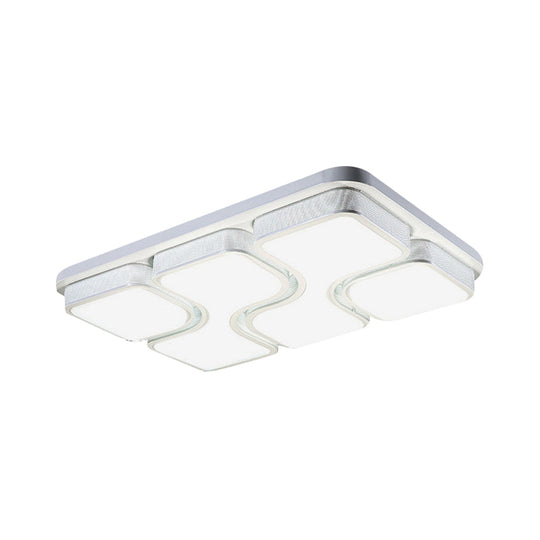 Rectangular Flush Mount Ceiling Light With Led Acrylic Fixture - Black/White Simple Design