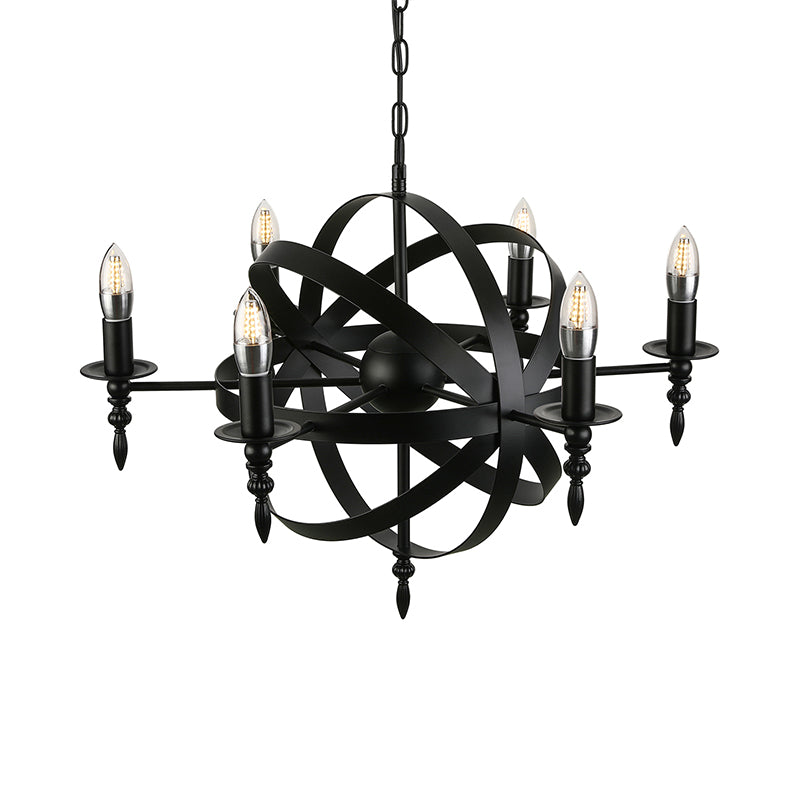 Vintage Style Metal Pendant Chandelier With Candle Design - Orbit Cage 6/8 Lights Indoor Lighting