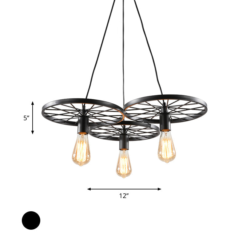 Industrial Black/Rust Metal Hanging Light With Vintage Bare Bulb Design - 3/6/8 Heads Ceiling