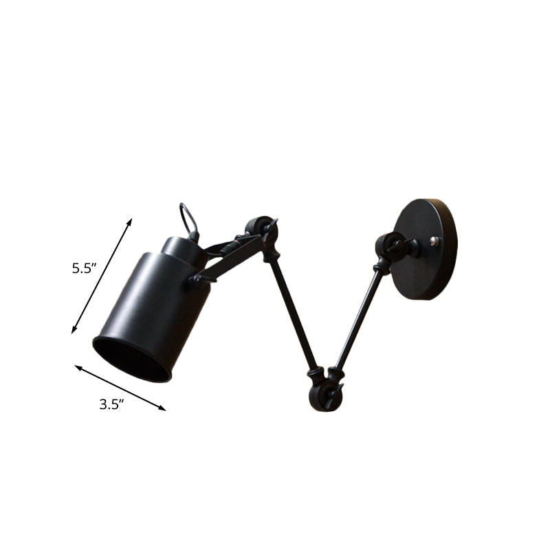 Industrial Iron Swing Arm Wall Sconce Lamp - Black Corridor Lighting