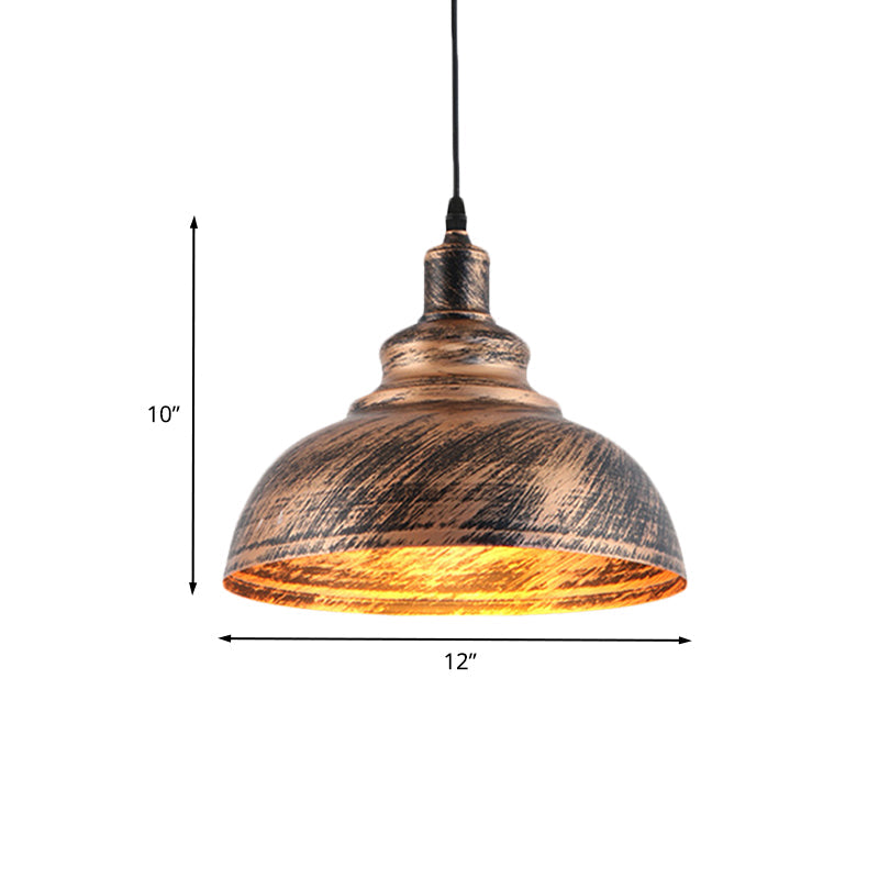 Countryside Barn Hanging Light - Rustic 1-Head Pendant Lamp For Restaurants 12/16 Wide Metallic